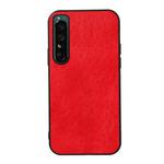 For Sony Xperia 1 IV Accurate Hole Crazy Horse Texture PU Phone Case(Red)
