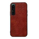 For Sony Xperia 1 IV Accurate Hole Crazy Horse Texture PU Phone Case(Brown)