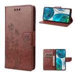 For Motorola Moto G52 Embossed Butterfly Pattern Flip Leather Phone Case(Brown)