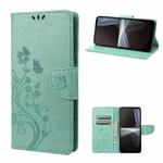 For Sony Xperia 10 IV Embossed Butterfly Pattern Flip Leather Phone Case(Green)