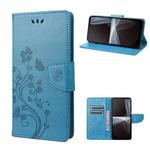 For Sony Xperia 10 IV Embossed Butterfly Pattern Flip Leather Phone Case(Blue)