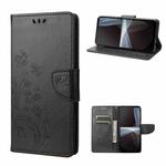 For Sony Xperia 10 IV Embossed Butterfly Pattern Flip Leather Phone Case(Black)
