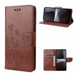 For Sony Xperia 10 IV Embossed Butterfly Pattern Flip Leather Phone Case(Brown)