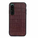 For Sony Xperia 1 IV Accurate Hole Crocodile Texture Genuine Leather Phone Case(Brown)