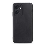 For OPPO Reno7 5G International Accurate Hole Lambskin Texture Genuine Leather Phone Case(Black)