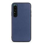For Sony Xperia 1 IV Accurate Hole Lambskin Texture Genuine Leather Phone Case(Blue)