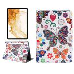 For Samsung Galaxy Tab S8 / Tab S7 Painted Voltage Pen Slot Tablet Smart Case(Colorful Butterfly)