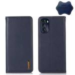 For Motorola Moto G 2022 5G KHAZNEH Nappa Top Layer Cowhide Leather Phone Case(Blue)