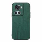 For OnePlus 10R / Ace Wood Texture PU Phone Case(Green)