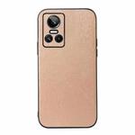 For OPPO Realme GT Neo3 Wood Texture PU Phone Case(Gold)