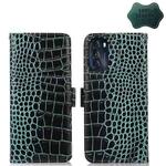 For Motorola Moto G 2022 5G Crocodile Top Layer Cowhide Leather Phone Case(Green)