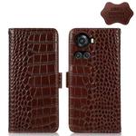 For OnePlus 10R / Ace Crocodile Top Layer Cowhide Leather Phone Case(Brown)