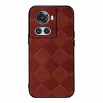 For OnePlus 10R / Ace Weave Plaid PU Phone Case(Brown)