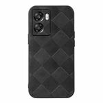 For OPPO A57 5G 2022 Weave Plaid PU Phone Case(Black)