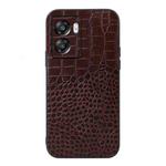 For OPPO A57 5G 2022 Crocodile Top Layer Cowhide Leather Phone Case(Coffee)