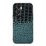 For OPPO A57 5G 2022 Crocodile Top Layer Cowhide Leather Phone Case(Cyan Blue)