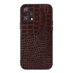 For OPPO Realme 9 Pro / Realme V25 Crocodile Top Layer Cowhide Leather Phone Case(Coffee)