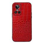 For OPPO Realme GT Neo3 Crocodile Top Layer Cowhide Leather Phone Case(Red)