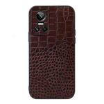 For OPPO Realme GT Neo3 Crocodile Top Layer Cowhide Leather Phone Case(Coffee)