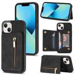 For iPhone 13 mini Zipper Card Holder Phone Case (Black)