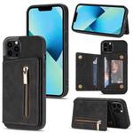 For iPhone 13 Pro Max Zipper Card Holder Phone Case (Black)