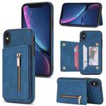 For iPhone XS Max Zipper Card Holder Phone Case(Blue)