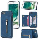 For iPhone SE 2022 / SE 2020 / 8 / 7 Zipper Card Holder Phone Case(Blue)