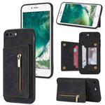 Zipper Card Holder Phone Case For iPhone 8 Plus / 7 Plus(Black)