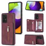 For Samsung Galaxy A52 / A52s Zipper Card Holder Phone Case(Wine Red)