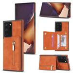 For Samsung Galaxy Note20 Zipper Card Holder Phone Case(Brown)