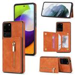 For Samsung Galaxy S20 Ultra Zipper Card Holder Phone Case(Brown)