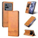 For vivo X80 Pro AZNS Magnetic Calf Texture Leather Phone Case(Light Brown)