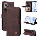 For Honor 50 Pro / Huawei nova 9 Pro Skin Feel Life Tree Metal Button Leather Phone Case(Brown)