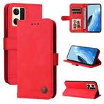 For OPPO Reno7 4G / F21 Pro 4G Skin Feel Life Tree Metal Button Leather Phone Case(Red)