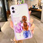Painted Pattern Girl TPU Phone Case For iPhone 11(Purple)