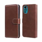 For Motorola Moto G22 Classic Calf Texture Flip Leather Phone Case(Brown)