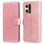 For OPPO Reno7 4G / F21 Pro 4G Classic Calf Texture Flip Leather Phone Case(Rose Gold)