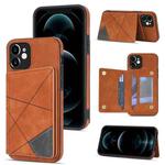 For iPhone 12 mini Line Card Holder Phone Case (Brown)