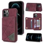For iPhone 12 Pro Line Card Holder Phone Case(Wine Red)