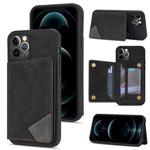 For iPhone 12 Pro Max Line Card Holder Phone Case(Black)