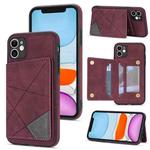 For iPhone 11 Line Card Holder Phone Case (Wine Red)