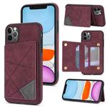 For iPhone 11 Pro Max Line Card Holder Phone Case (Wine Red)
