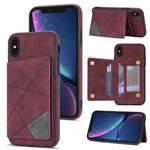 For iPhone X / XS Line Card Holder Phone Case(Wine Red)