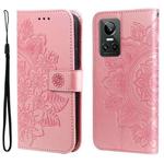 For OPPO Realme GT Neo3 7-petal Flowers Embossing Pattern Leather Phone Case(Rose Gold)