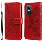 For OPPO Realme GT Neo3 7-petal Flowers Embossing Pattern Leather Phone Case(Red)