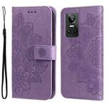 For OPPO Realme GT Neo3 7-petal Flowers Embossing Pattern Leather Phone Case(Light Purple)