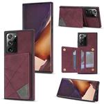 For Samsung Galaxy Note20 Line Card Holder Phone Case(Wine Red)