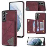 For Samsung Galaxy S21+ 5G Line Card Holder Phone Case(Wine Red)