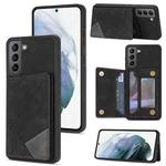 For Samsung Galaxy S21+ 5G Line Card Holder Phone Case(Black)