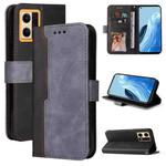 For OPPO Reno7 4G / F21 Pro 4G Stitching-Color Horizontal Flip Leather Phone Case(Grey)